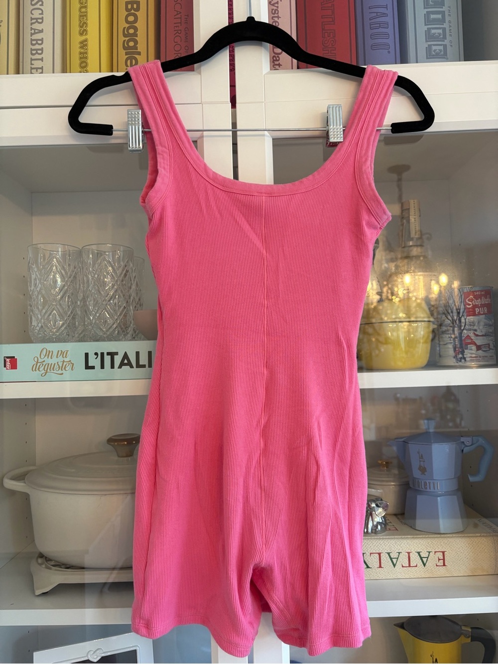 Girls' Pink Ribbed Tank Footie One-Piece